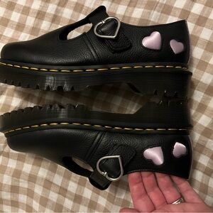 Black Mary Jane Dr. Martens with Satin Heart Accents